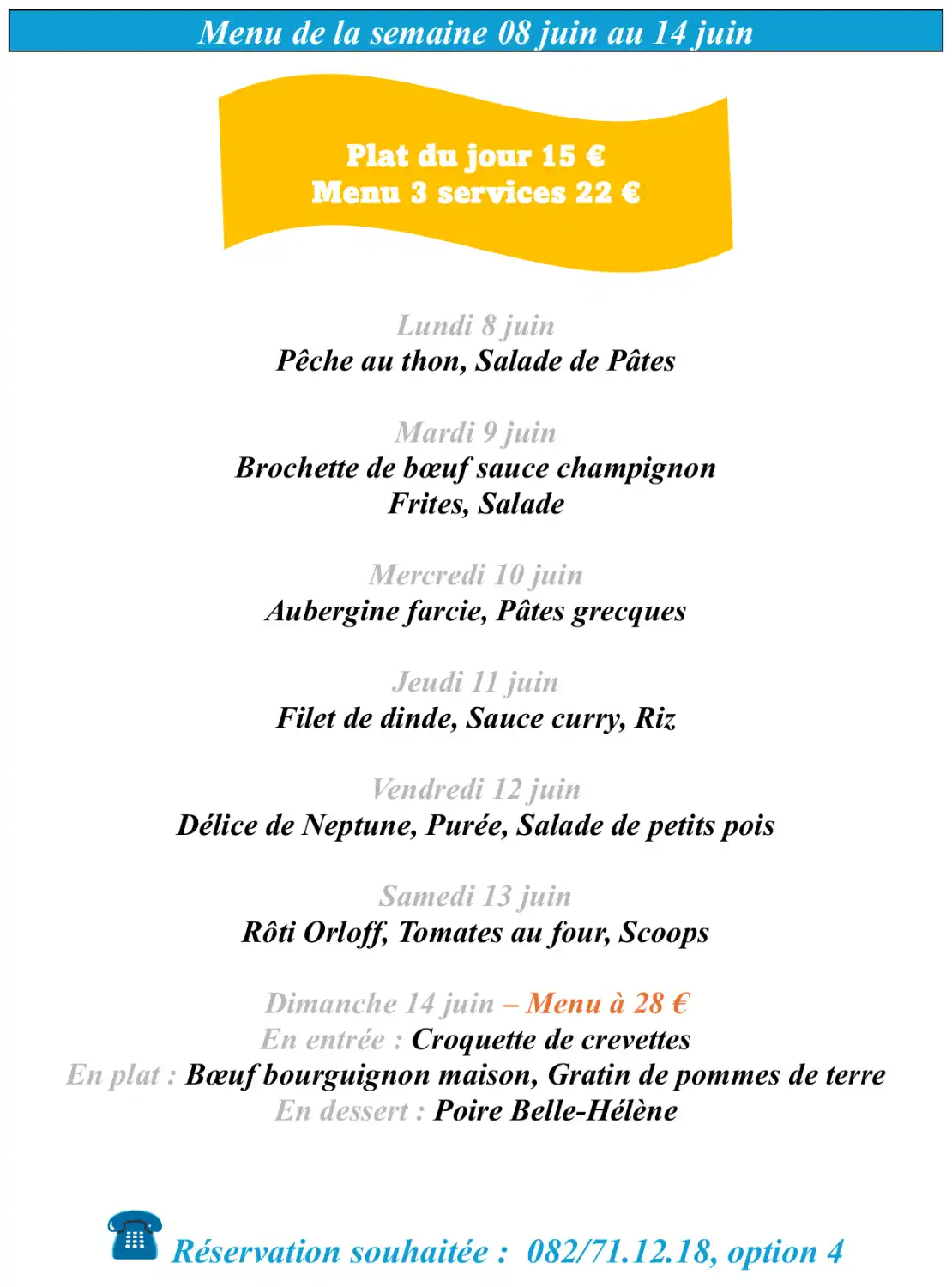 Menu de la semaine du 08 au 1406